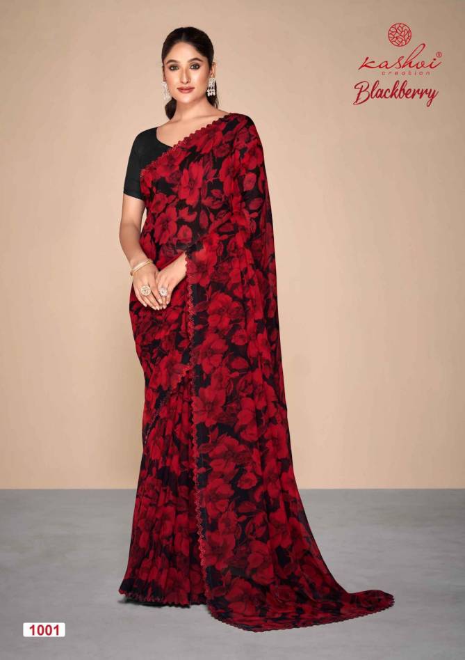 Blackberry By Kashvi Printed Pure Georgette Sarees Wholesale Price In Surat